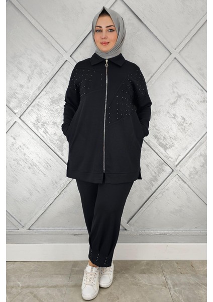 Kadın Taş Detaylı Tesettür Takım modelleri