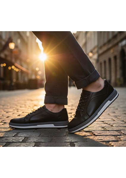 Erkek Günlük Mevsimlik Kışlık Hakiki Deri Ayakkabı Kaydırmaz Taban Ortopedik Bağcıklı