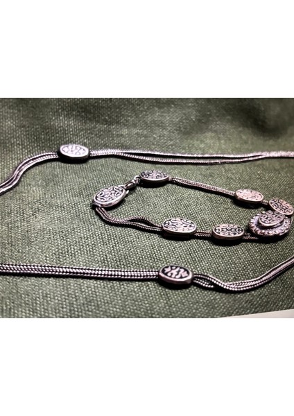 Savat Işçilikliği Düşük Ayar Gümüş Kolye ve Bileklik Takımı
