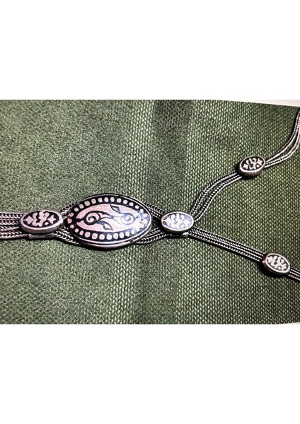 Savat Işçilikliği Düşük Ayar Gümüş Kolye ve Bileklik Takımı modelleri