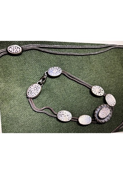 Savat Işçilikliği Düşük Ayar Gümüş Kolye ve Bileklik Takımı fırsatları