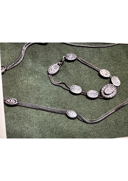 Savat Işçilikliği Düşük Ayar Gümüş Kolye ve Bileklik Takımı indirimleri