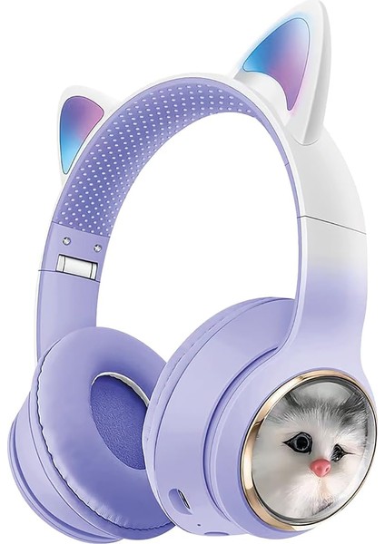 5.3 Kedili Kulak Üstü Bluetooth Kulaklık Mor Blt-45