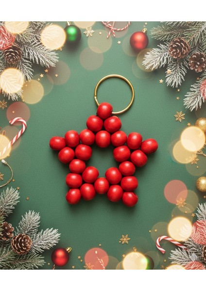 1 Adet Kırmızı Yılbaşı Anahtarlık - Yılbaşı Hediyesi - Yılbaşı Süsü - Ağaç Süsü