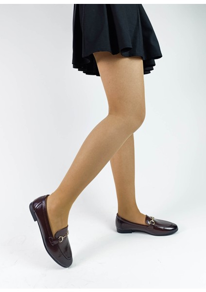Acı Kahve Alçak Taban Yumuşak Cilt Deri Tokalı Kadın Loafer Ayakkabı fiyatları