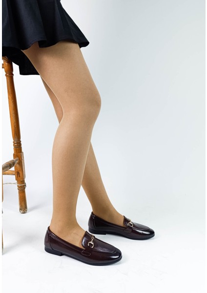 Acı Kahve Alçak Taban Yumuşak Cilt Deri Tokalı Kadın Loafer Ayakkabı fırsatları