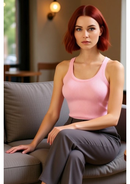 Kadın Triko Basic Tank Top Kaliteli Şık Rahat Modern Zarif Günlük