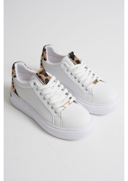 Vega Leopar Detaylı Beyaz Kadın Spor Ayakkabı fırsatları