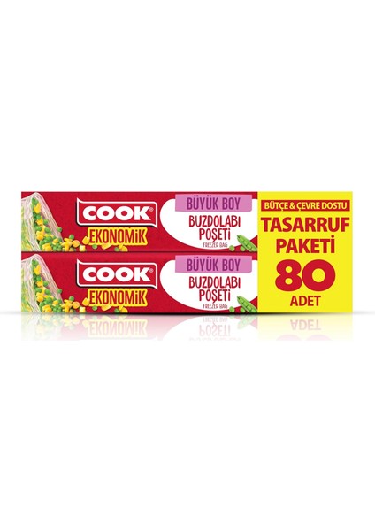 Ekonomik Büyük Buzdolabı Poşeti 30 x 42 Cm, 80 Yaprak, 15&apos;li