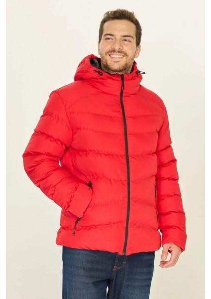 İçi Astarlı Su ve Rüzgar Geçirmez Cepli Kapüşonlu Erkek Mont