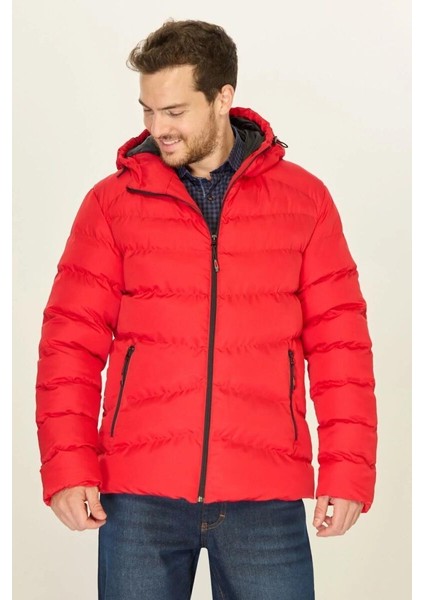 İçi Astarlı Su ve Rüzgar Geçirmez Cepli Kapüşonlu Erkek Mont