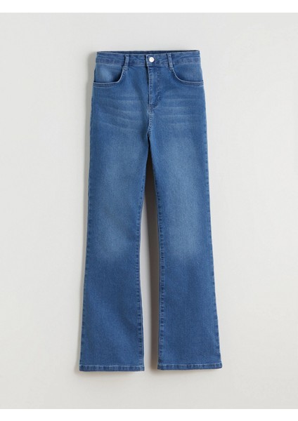 Lcw Kids Indigo Ispanyol Paça Kız Çocuk Jean Pantolon