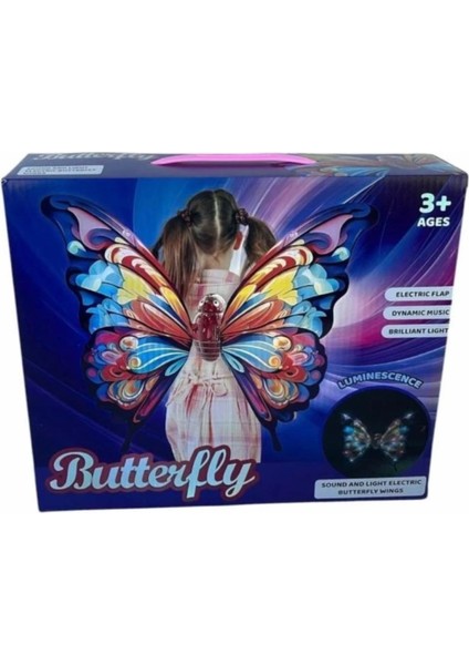 3688-M10 Sırta Takılabilen Pilli Ses ve Işıklı Hareketli Kelebek Kanatları