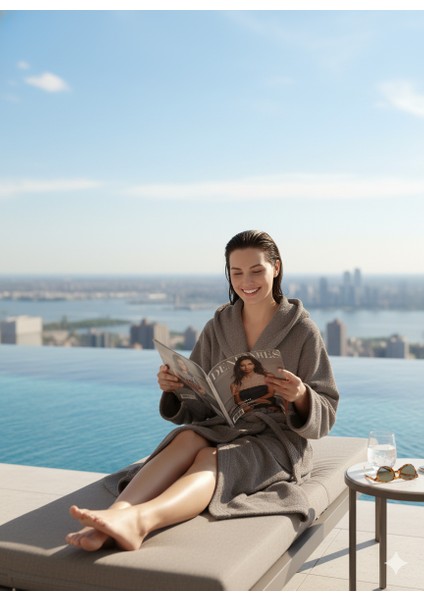 Kapşonlu Bukle Bornoz - Antrasit fiyatları