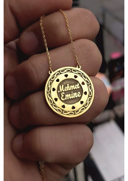 925 Ayar Gümüş 2 Isimli Plaka Kolye