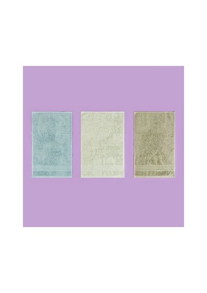 Soft Samantha 3'lü Havlu Seti - Mint / Haki / Mavi - 30X50 cm modelleri