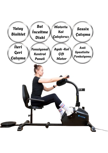 Hsm-80ce Yatay Çift Motorlu Bel İnceltme Diskli Motorlu Kol Çalıştırıcı Kondisyon Bisikleti