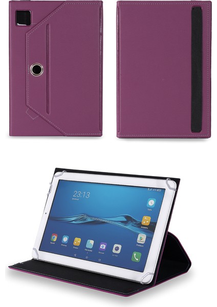Prestigio Multipad Ultra+ PMP3670B - 7" Tablet Uyumlu Standlı Üniversal Kapaklı Mor Tablet Kılıfı
