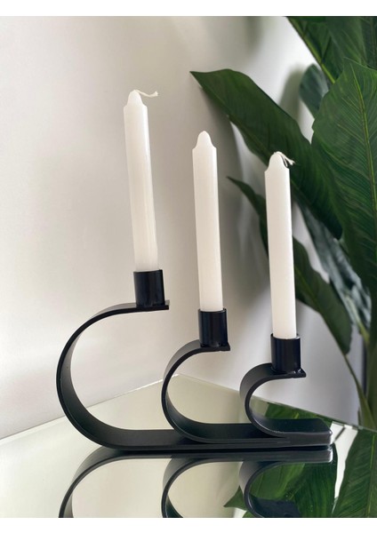 Metal 3 Gözlü Dekoratif Şamdan&mumluk