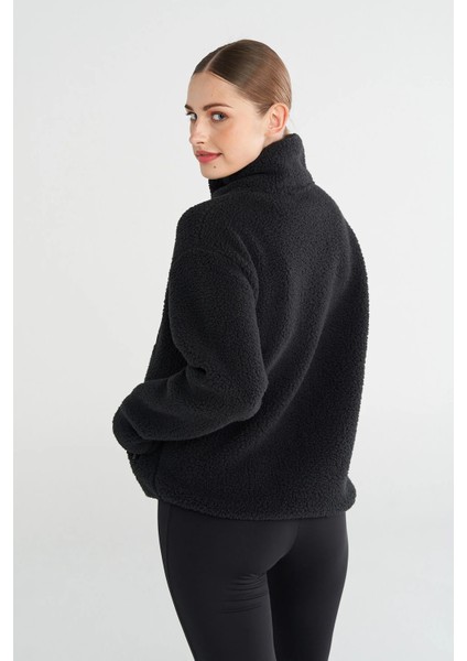 922363-2001 Arun Bayan Fermuarlı Siyah Polar Sweatshirt fiyatları