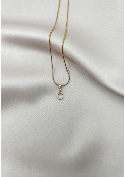 Fıora Çelik Zirkon Taşlı Harf Kolye Sade Şık Gold Ayarlanabilir Zincir Tüm Alfabe fiyatları