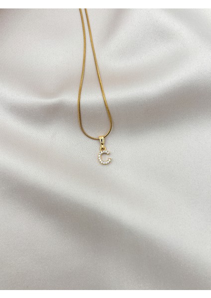 Fıora Çelik Zirkon Taşlı Harf Kolye Sade Şık Gold Ayarlanabilir Zincir Tüm Alfabe modelleri