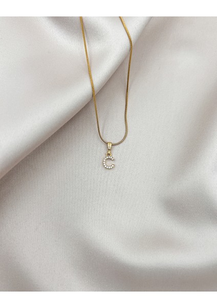 Fıora Çelik Zirkon Taşlı Harf Kolye Sade Şık Gold Ayarlanabilir Zincir Tüm Alfabe indirimleri