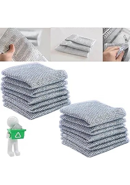 10 Adet Çizilmez Tel Bulaşık Bezi, Islak ve Kuru Için Çok Amaçlı Tel Bulaşık Yıkama Bezi, Bulaşık Için Çok Fonksiyonlu Bulaşık Bezleri, Mutfak Temizliği Için Yeniden Kullanılabilir