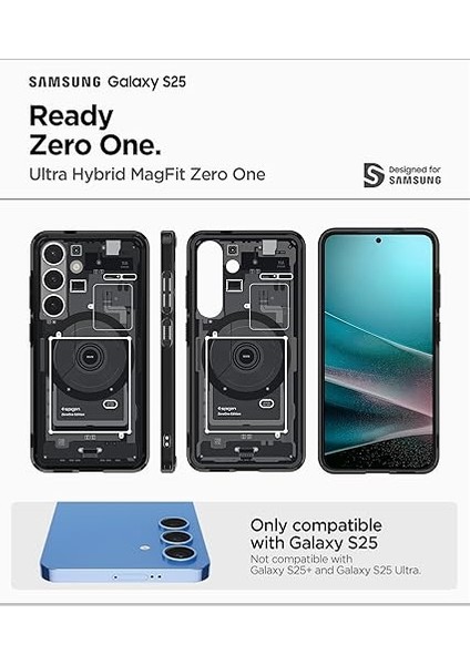 Galaxy S25 ile Uyumlu Ince Kılıf Ultra Hybrid Sararma Karşıtı Duraclear Hava Kanalı Teknolojisi Askeri Sınıf Koruma Magfit Özellikli Zero One Black Tasarım Kapak - ACS09003 fiyatları