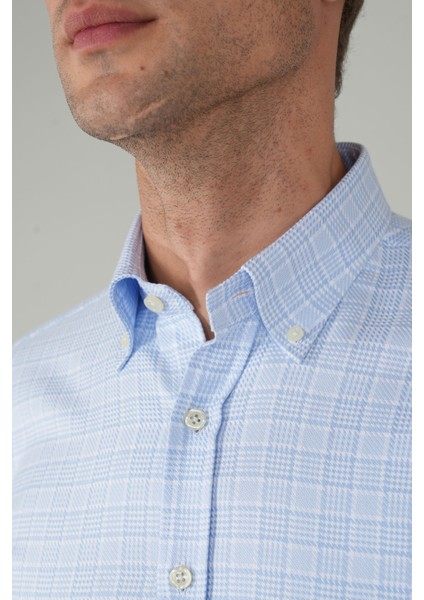 Erkek Uzun Kollu Regular Fit Pamuk Açık Mavi Gömlek GMEKS252064_33 modelleri