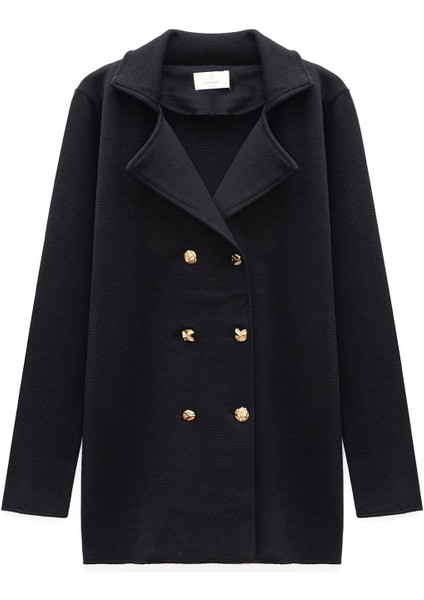 Jisha, Kadın Örme Triko Blazer Ceket - Siyah