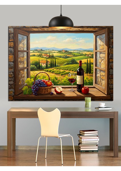 Manzara Çerçeveli Pencere Ev Dekoratif Kanvas - Mdf Ahşap Tablo fiyatları