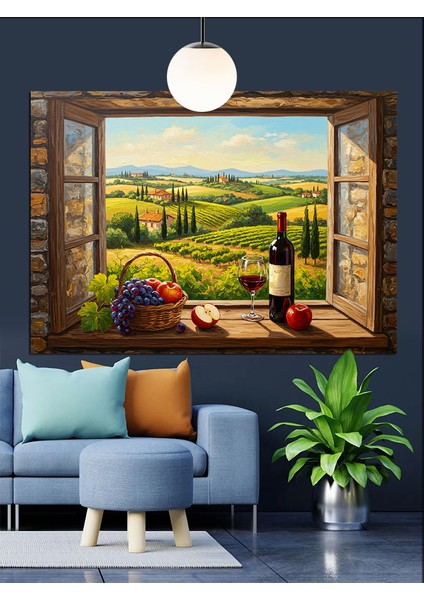 Manzara Çerçeveli Pencere Ev Dekoratif Kanvas - Mdf Ahşap Tablo modelleri