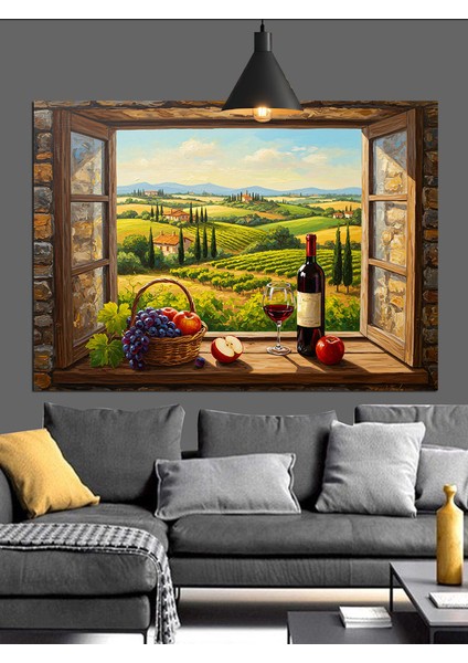Manzara Çerçeveli Pencere Ev Dekoratif Kanvas - Mdf Ahşap Tablo indirimleri