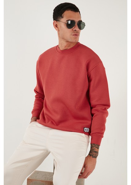 Regular Fit Bisiklet Yaka Pamuklu Içi Tüylü Yumuşak Şardonlu Sweat Erkek Sweat 5905255