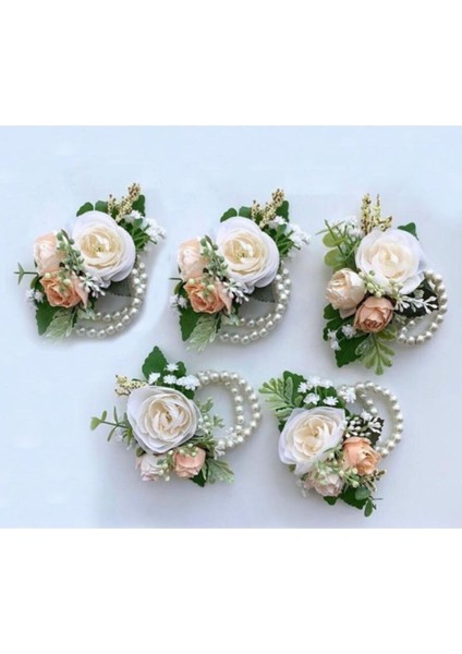 5'li Kına Gecesi Nedime Bilekliği Çift Sıra Incili Kına Malzemeleri