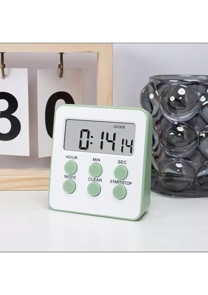 Alarmlı Dijital Öğrenci Sınav Masa Kronometresi 24 Geri Sayım Saat - 2 Alarm Kademeli (Haki)