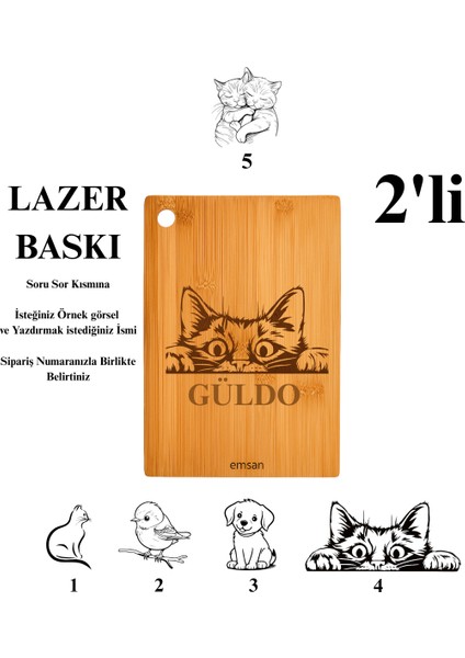 Bambu Chop 2'li Kesme Tahtası Özel Isimli Tasarımlı Özel Isimli Tasarımlı
