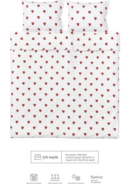 Love Kalpli Ranforce %100 Pamuk Çift Kişilik Nevresim Takımı Lastikli Çarşaflı fiyatları