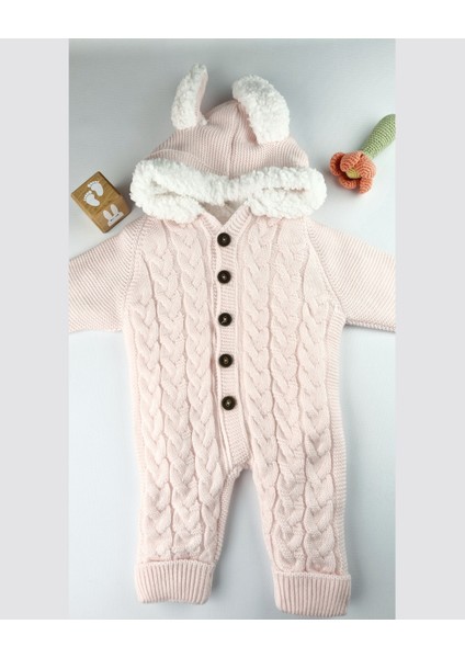 Bebek Triko Tulum – Kapüşonlu Kulak Detaylı Peluş Astarlı Kışlık 6-24 Ay fiyatları