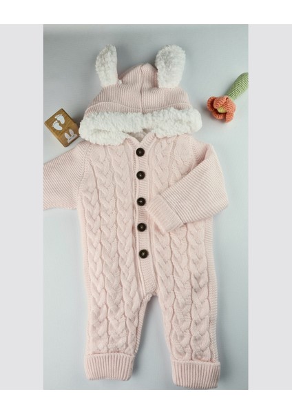 Bebek Triko Tulum – Kapüşonlu Kulak Detaylı Peluş Astarlı Kışlık 6-24 Ay modelleri