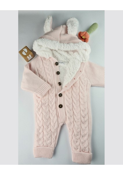 Bebek Triko Tulum – Kapüşonlu Kulak Detaylı Peluş Astarlı Kışlık 6-24 Ay fırsatları