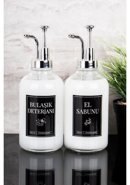2li Lüks 500ML Cam Sıvı Sabunluk Seti El Sabunu Bulaşık Deterjanı Etiketli Banyo Düzenleyici fiyatları