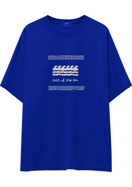 Call Of The Sea Oversize Tişört - Mavi