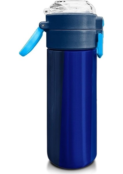 High Erkek Çocuk 500 ml Okul ve Günlük Paslanmaz Çelik Termos - Lacivert Mavi Çizgili Desenli - Sızdırmaz modelleri