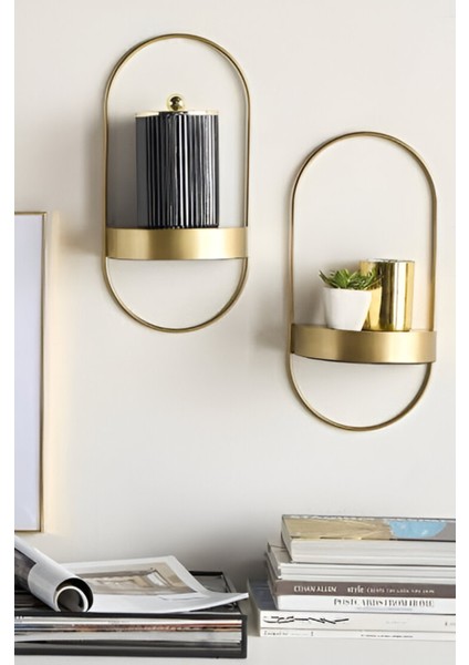 Gold 2 Adet Yeni Dekor Duvar Rafı - Modern Dekoratif - Chakra Konsept - Duvar Rafı fiyatları