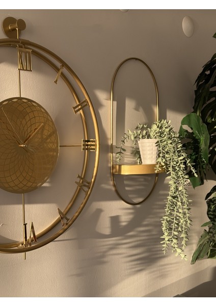 Gold 2 Adet Yeni Dekor Duvar Rafı - Modern Dekoratif - Chakra Konsept - Duvar Rafı