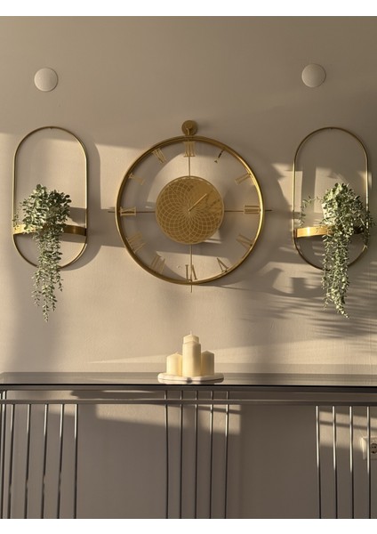 Gold 2 Adet Yeni Dekor Duvar Rafı - Modern Dekoratif - Chakra Konsept - Duvar Rafı