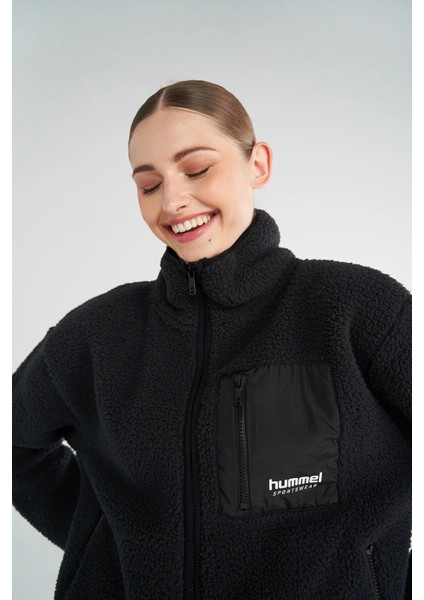 922363-2001 Arun Bayan Fermuarlı Siyah Polar Sweatshirt modelleri