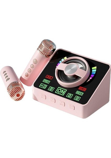 Karaoke Makinesi Mini Kablosuz Mikrofon ve Hoparlör 2 Mikrofonlu Ktv Seti Rgb Işık Efektleri El Mikrofonu Doğum Günü Ev Partisi Için Hediyeler Dış Mekan Hafif Taşınabilir Çift Mikrofon Karaoke
